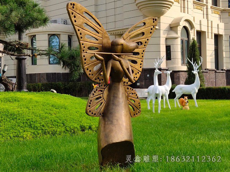 蝴蝶少女人物铜雕 (1)