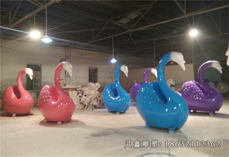 不锈钢彩色天鹅动物雕塑