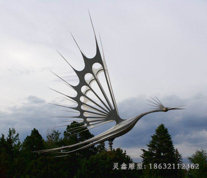 不锈钢抽象凤凰雕塑