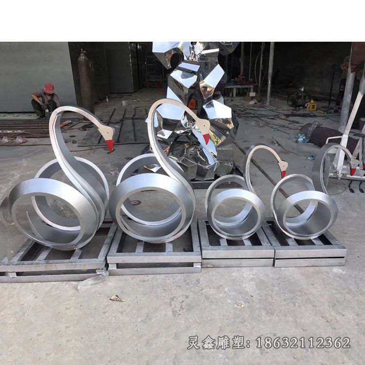 不锈钢抽象天鹅雕塑