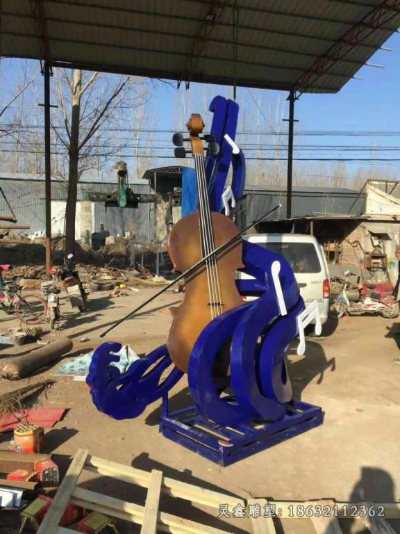 大提琴乐器不锈钢雕塑