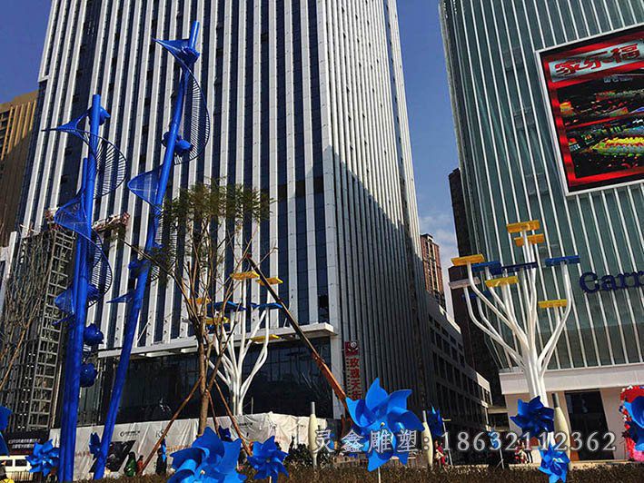 不锈钢发财树雕塑