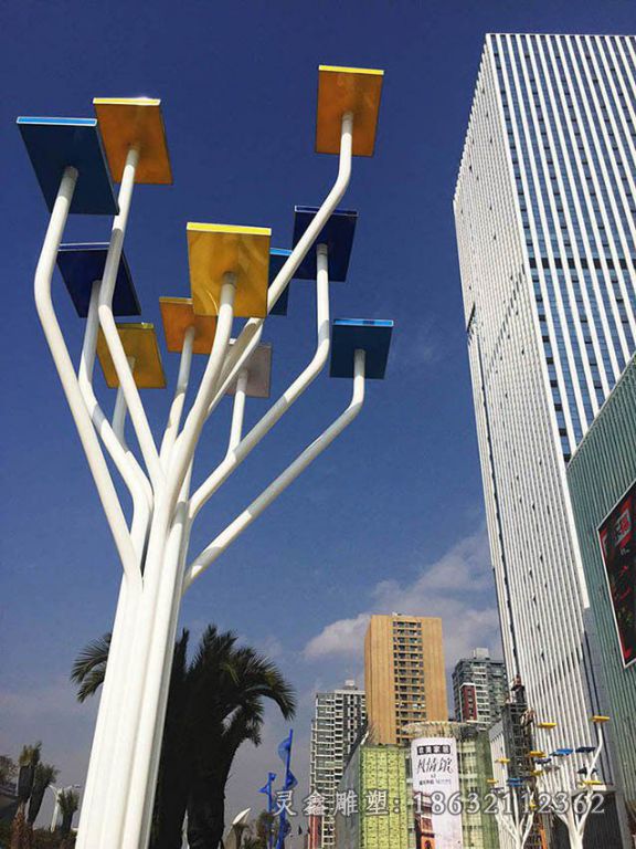 不锈钢发财树景观雕塑