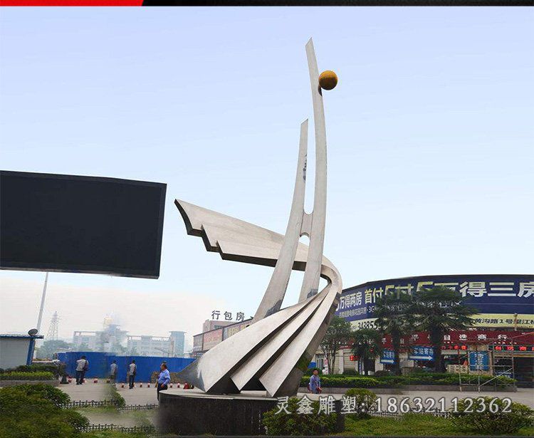 不锈钢飞鸽抽象景观雕塑