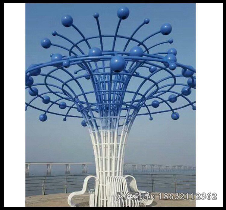 不锈钢抽象花树景观雕塑