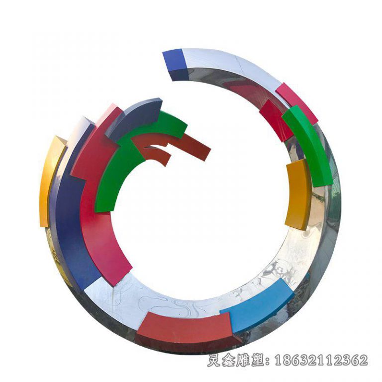 不锈钢彩色拼接景观雕塑