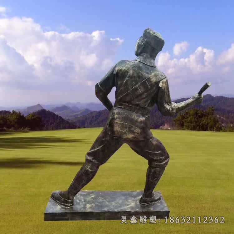 投手榴弹人物铜雕