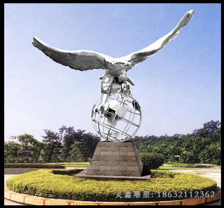 不锈钢飞鹰广场景观雕塑