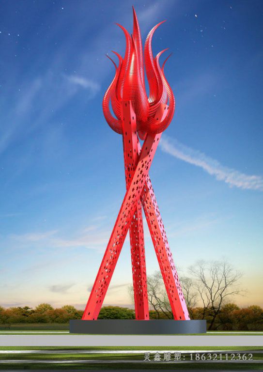 不锈钢篝火广场景观雕塑