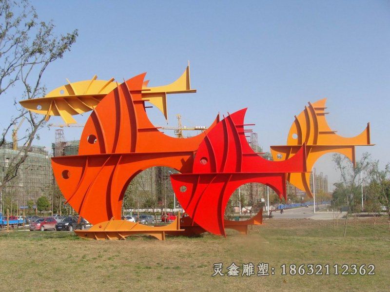 不锈钢广场鱼雕塑