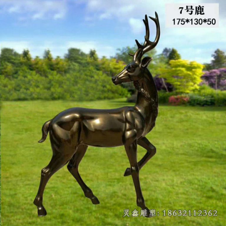 歪头鹿动物景观铜雕