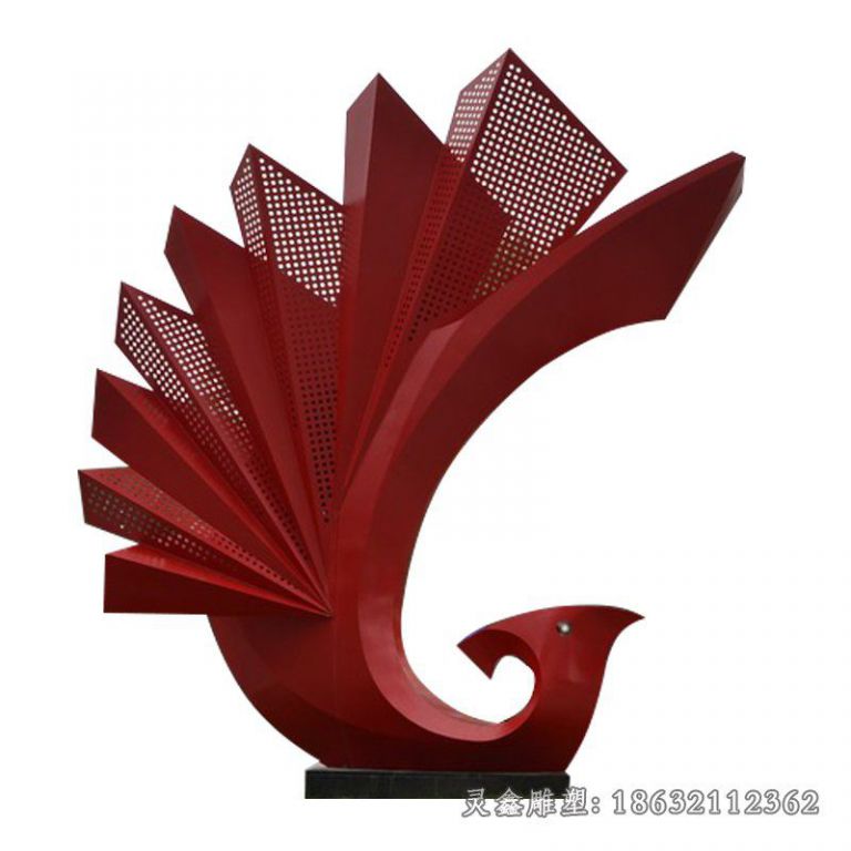 不锈钢红色鸵鸟动物雕塑