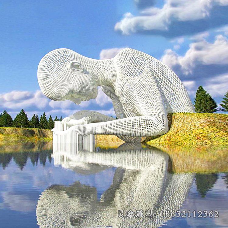 不锈钢镂空创意抽象人物雕塑