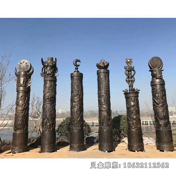 铸铜龙柱雕塑