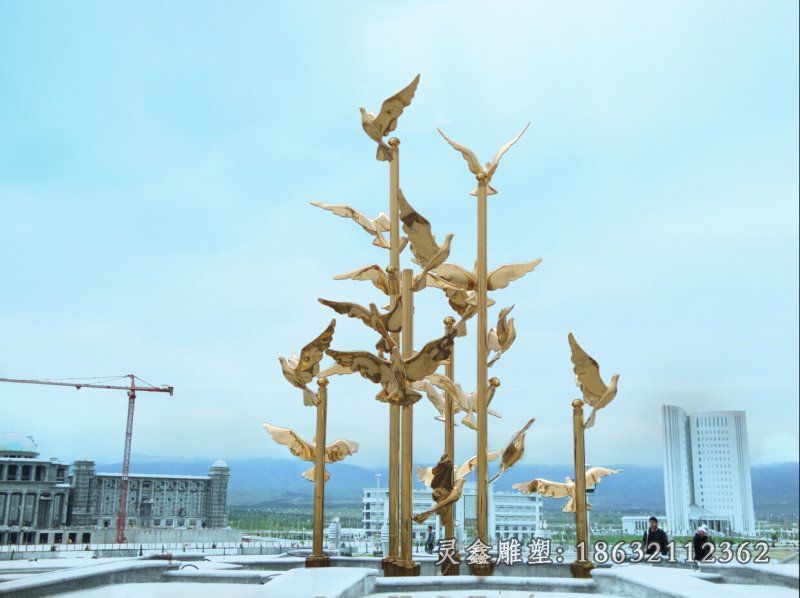 不锈钢飞翔的鸽子雕塑