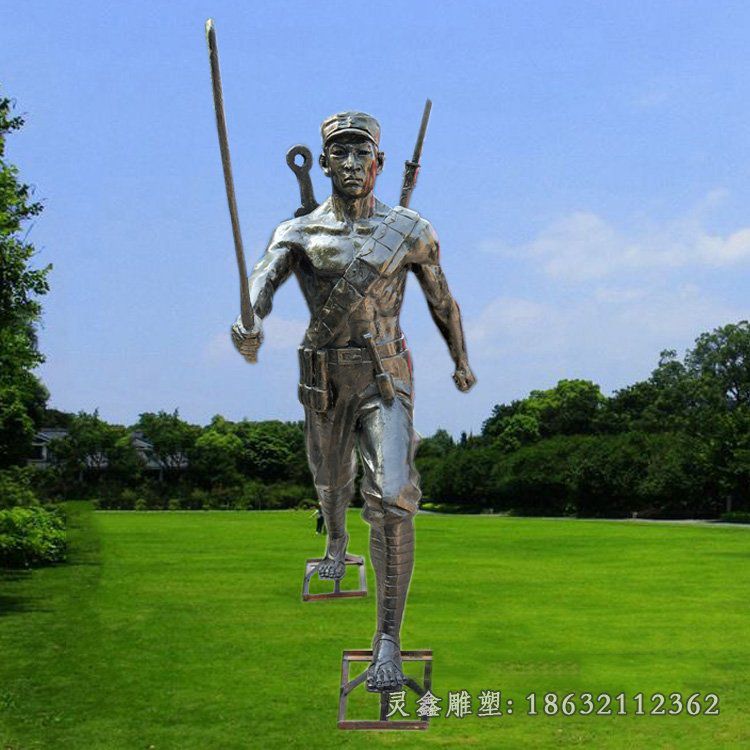 八路军仿铜人物雕塑