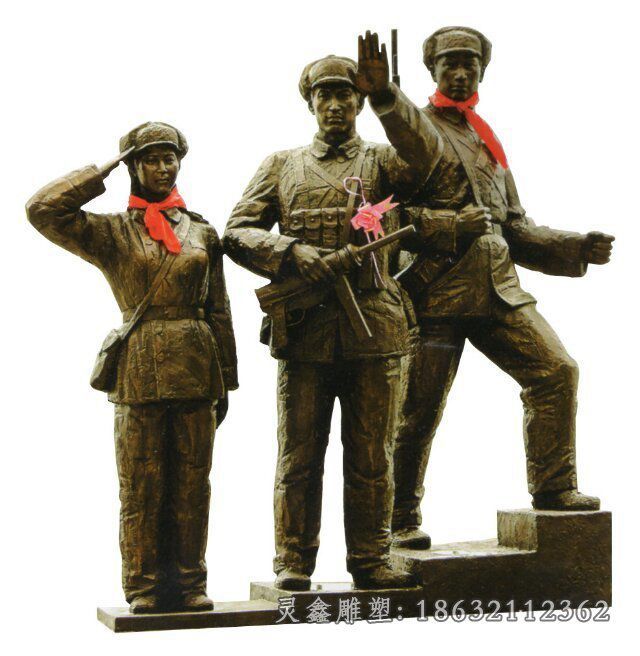 解放军战士人物铜雕