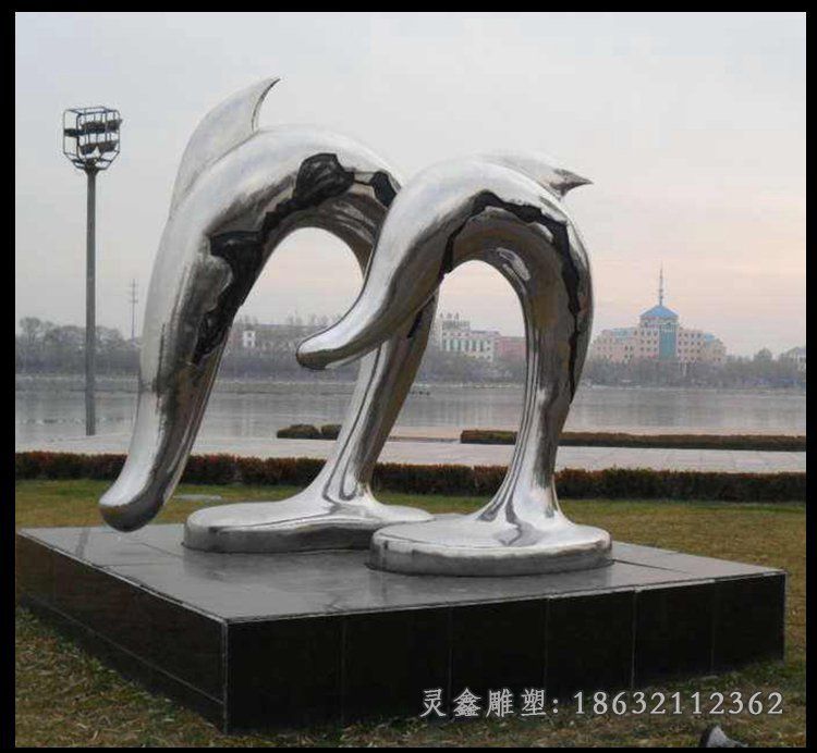 不锈钢海豚公园景观雕塑