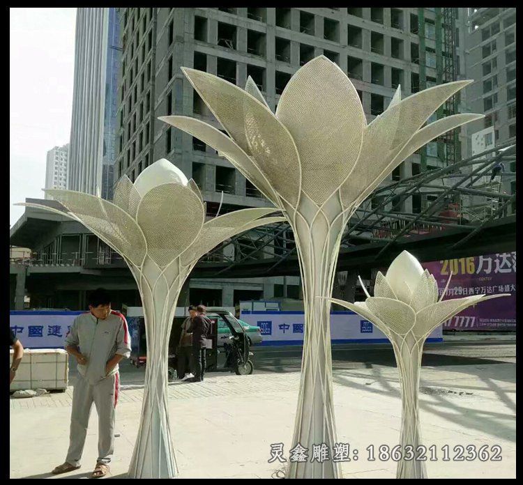 不锈钢荷叶花朵  小区景观雕塑