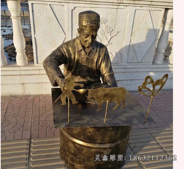 吹糖人民俗城市铜雕