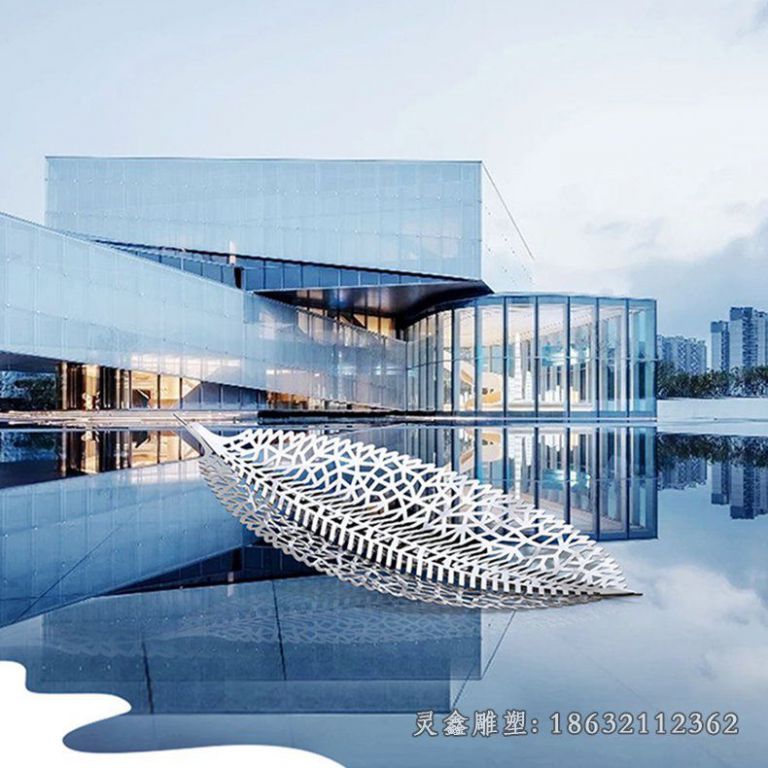 不锈钢镂空一叶扁舟雕塑