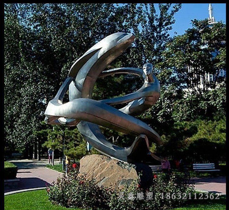 不锈钢海豚公园景观雕塑