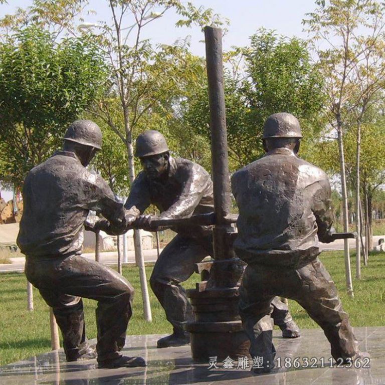 矿工人物景观铜雕