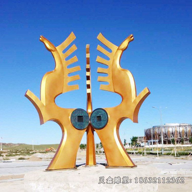 不锈钢抽象马动物雕塑