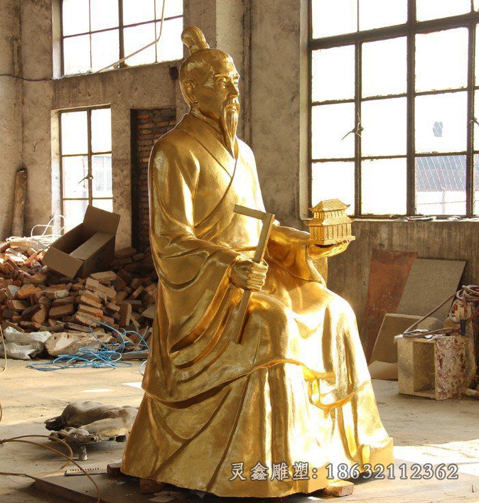 鲁班古代人物景观雕塑