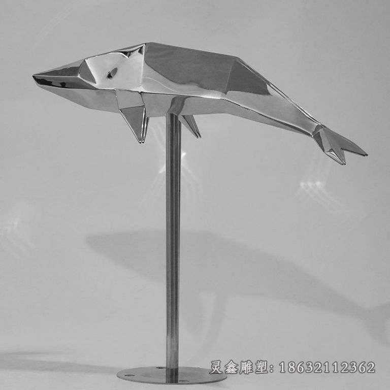 不锈钢抽象几何海豚雕塑