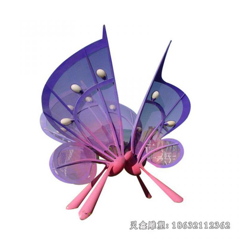 彩色不锈钢抽象蝴蝶雕塑