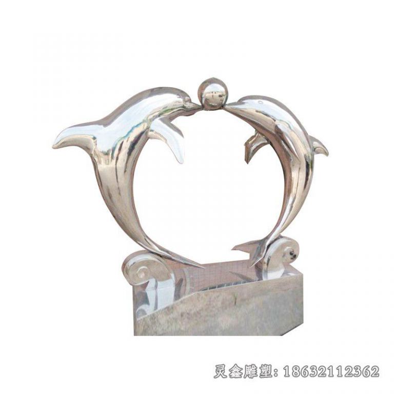 不锈钢抽象海豚雕塑