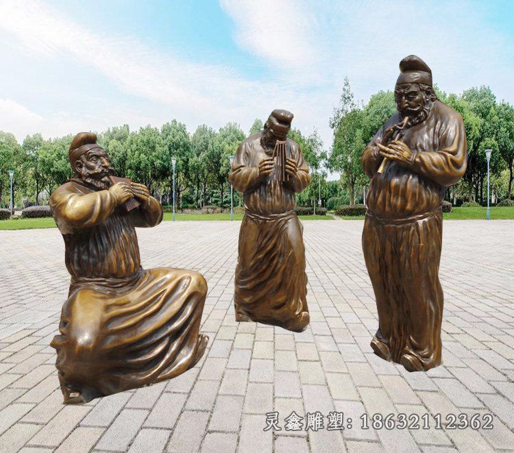 唐朝乐伎古代人物铜雕
