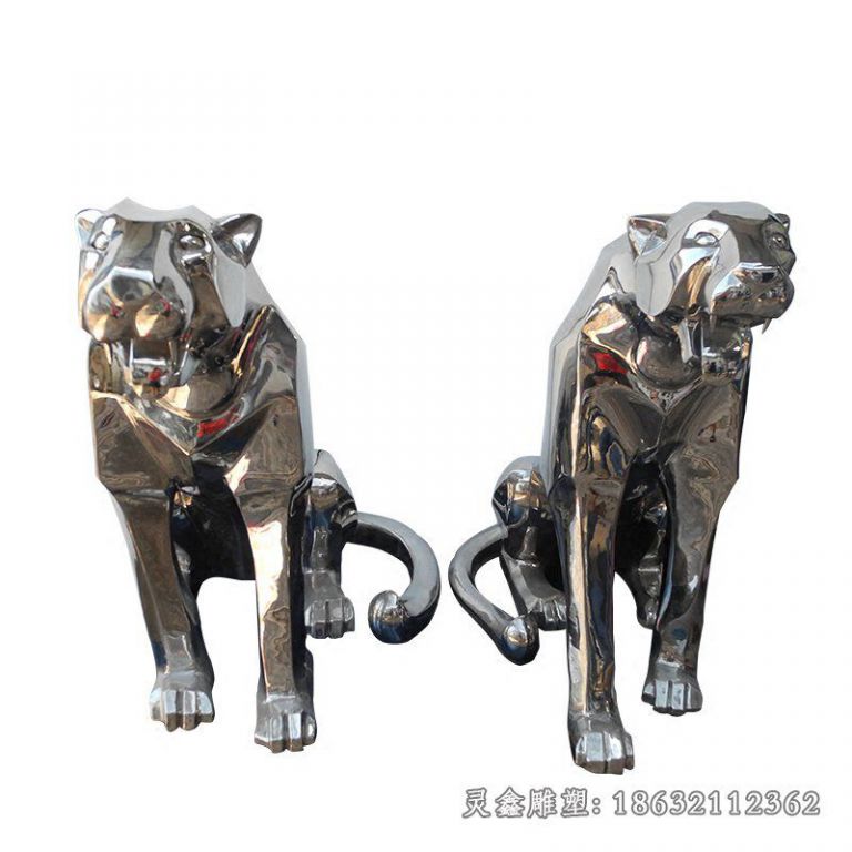 不锈钢豹子动物雕塑