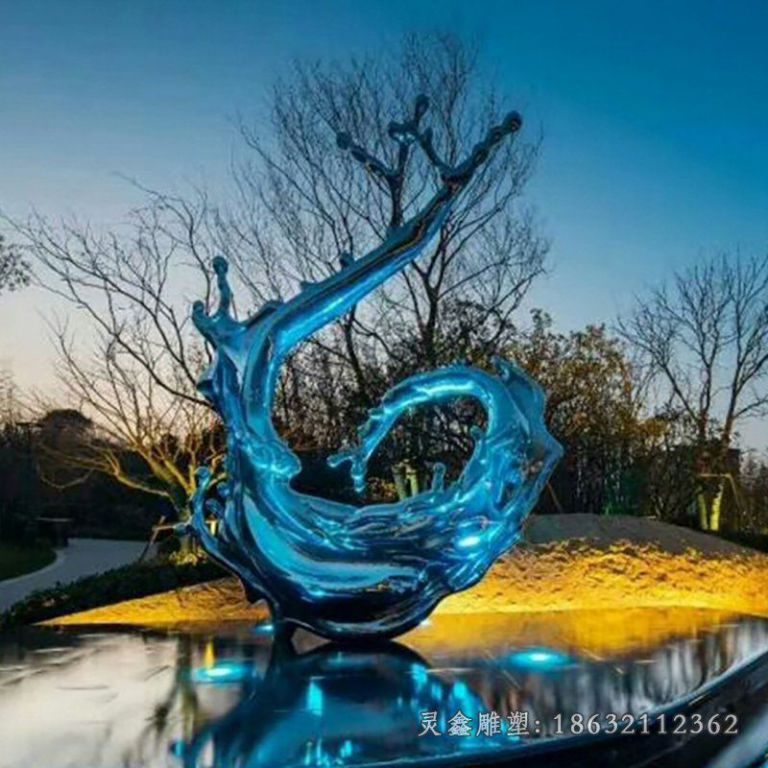 不锈钢海浪抽象景观雕塑