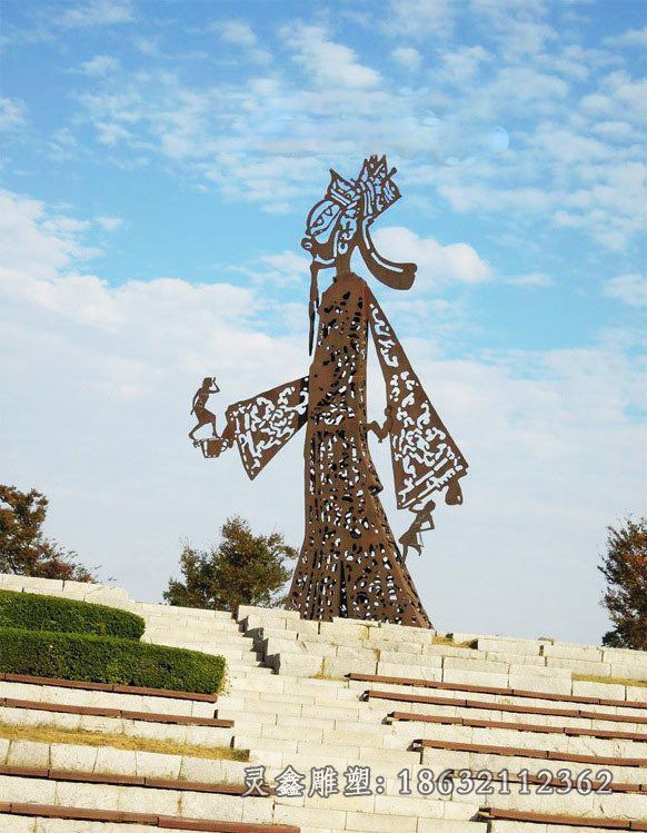 不锈钢皮影镂空人物雕塑