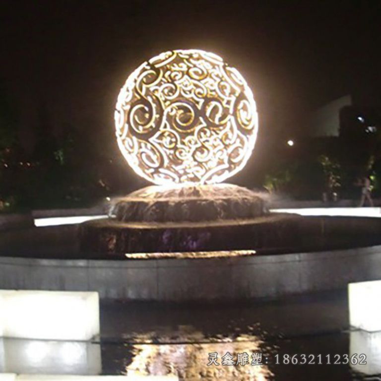不锈钢发光镂空球景观雕塑