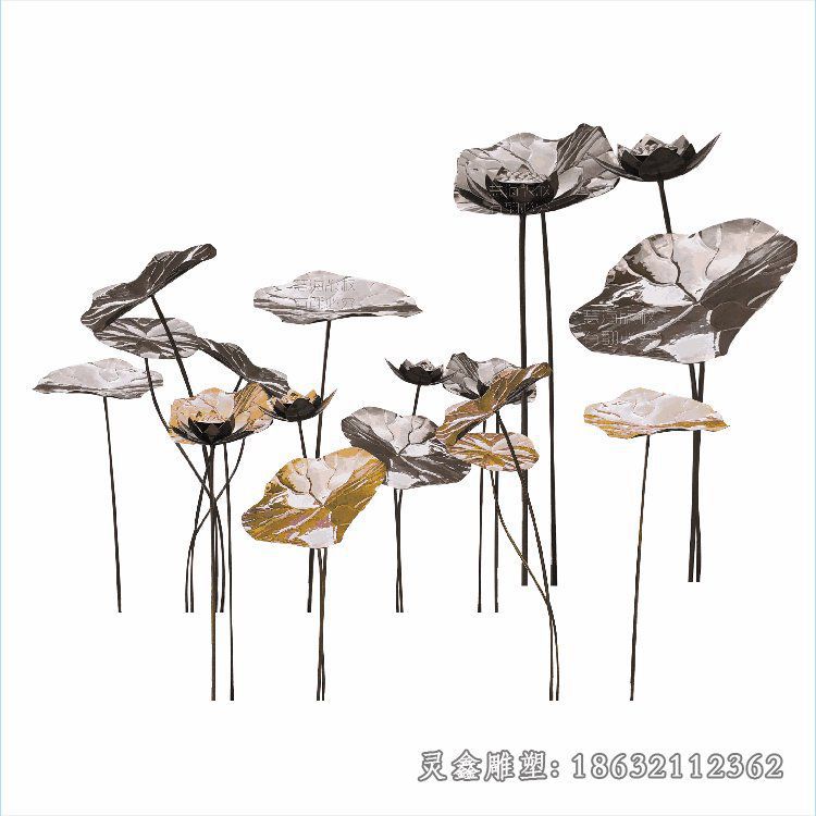 不锈钢荷花景观雕塑