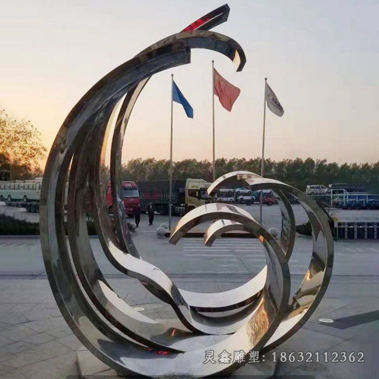 广场抽象海浪不锈钢雕塑