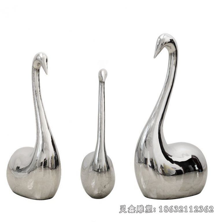 不锈钢抽象天鹅动物雕塑