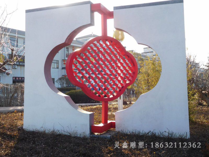 园林不锈钢镂空中国结雕塑