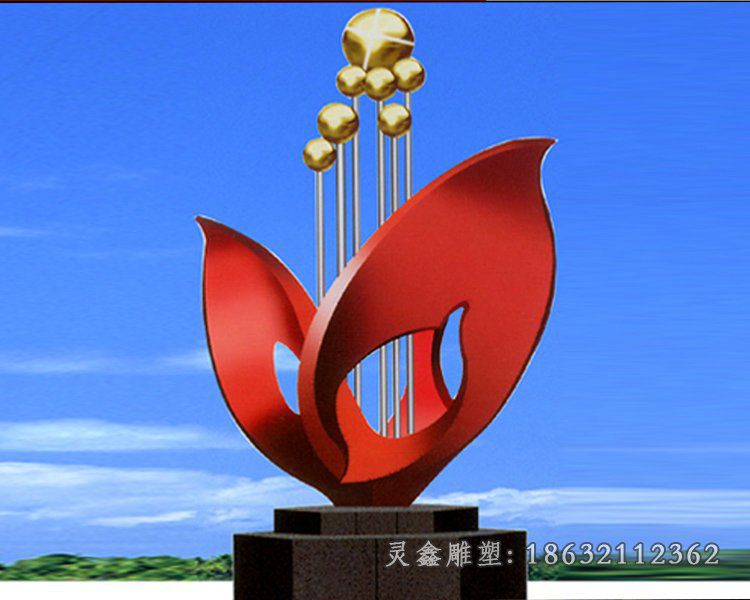 不锈钢绽放花朵景观雕塑