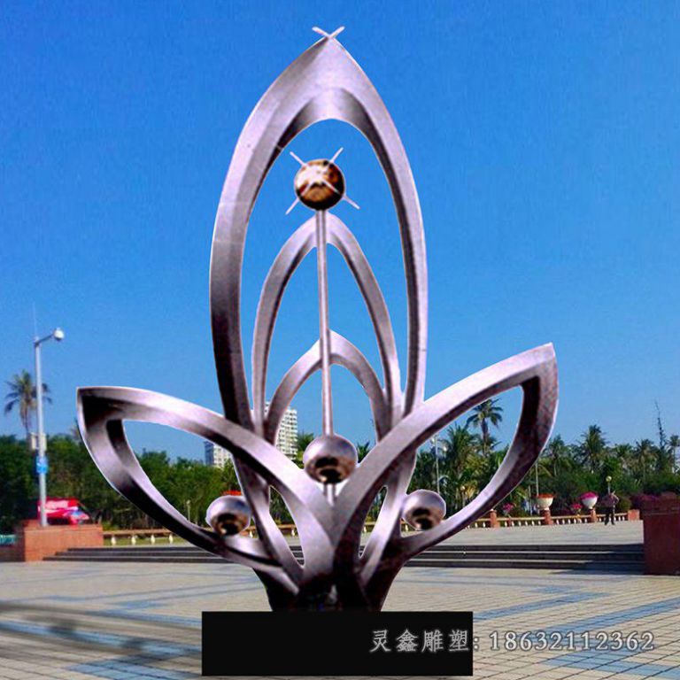 不锈钢绽放广场花朵雕塑