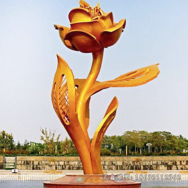 不锈钢花朵绽放雕塑