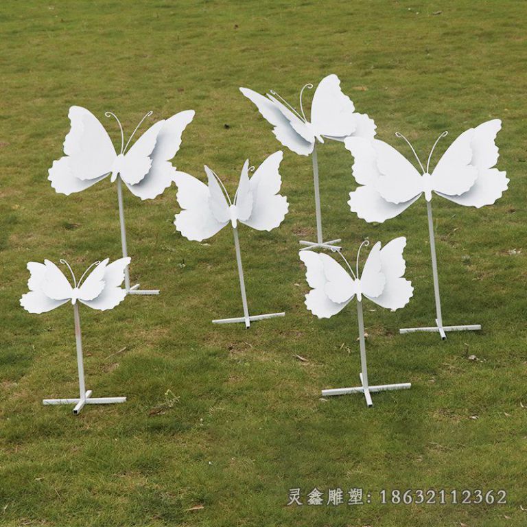 不锈钢白色蝴蝶动物雕塑
