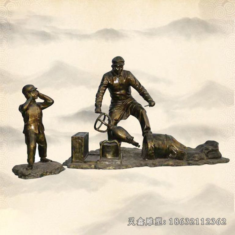 爆米花民俗人物铜雕