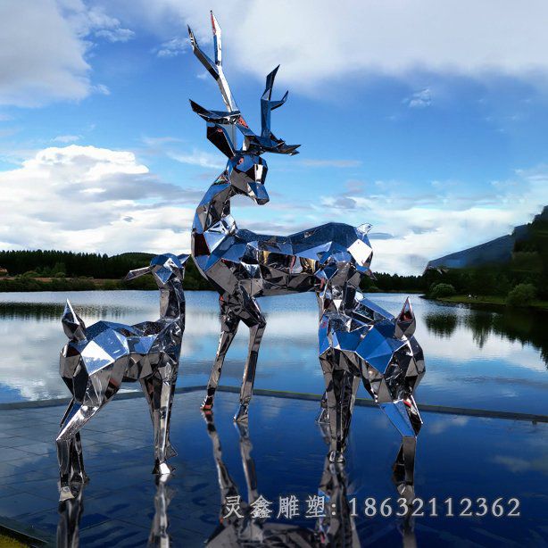 不锈钢抽象鹿雕塑