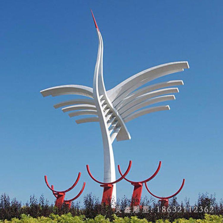 户外不锈钢抽象仙鹤雕塑