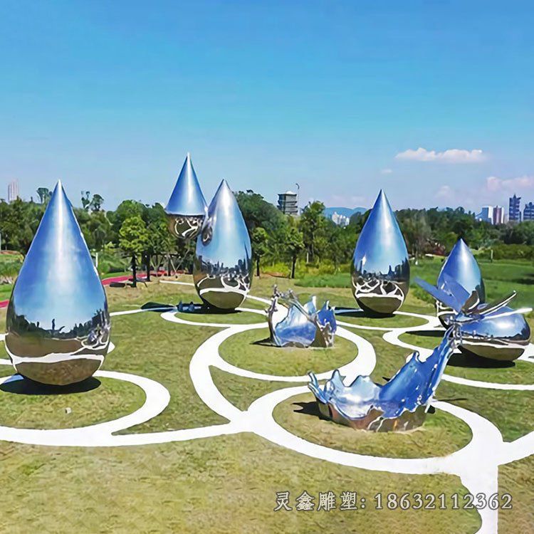 不锈钢抽象水滴雕塑