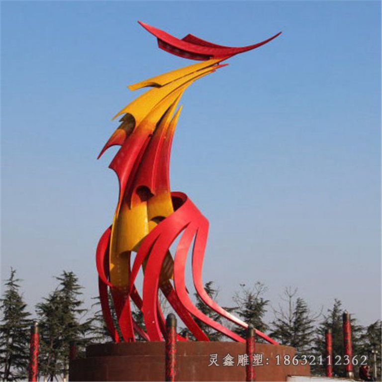 不锈钢凤凰动物景观雕塑